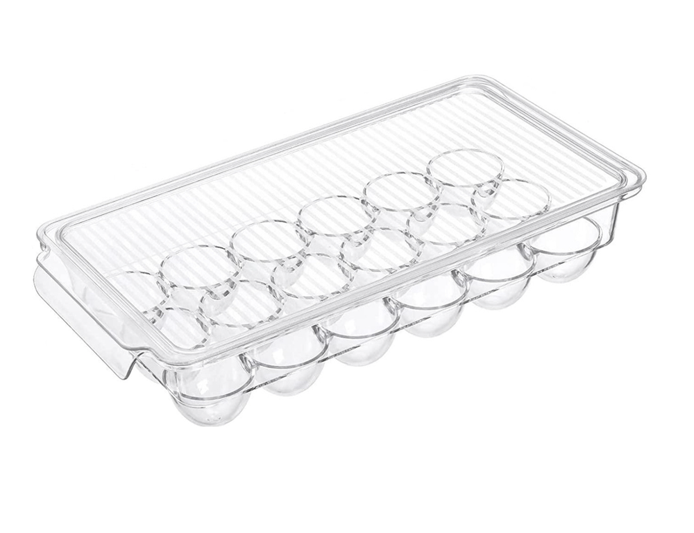 18 Eggs Trays Holder Storage for Refrigerator with Lid Container Organizer Bins