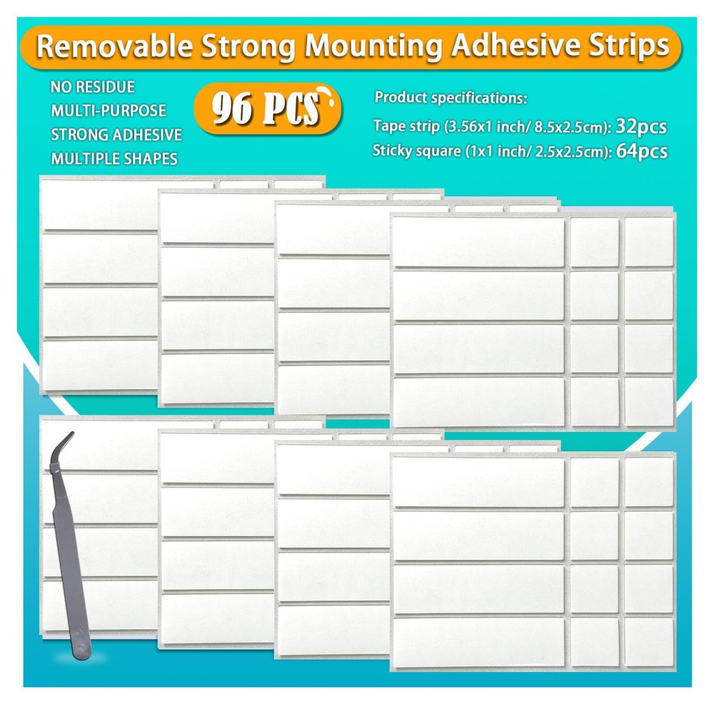 Birllaid Double Sided Tape for Walls, Picture Hanging Strips Removable Mounti...