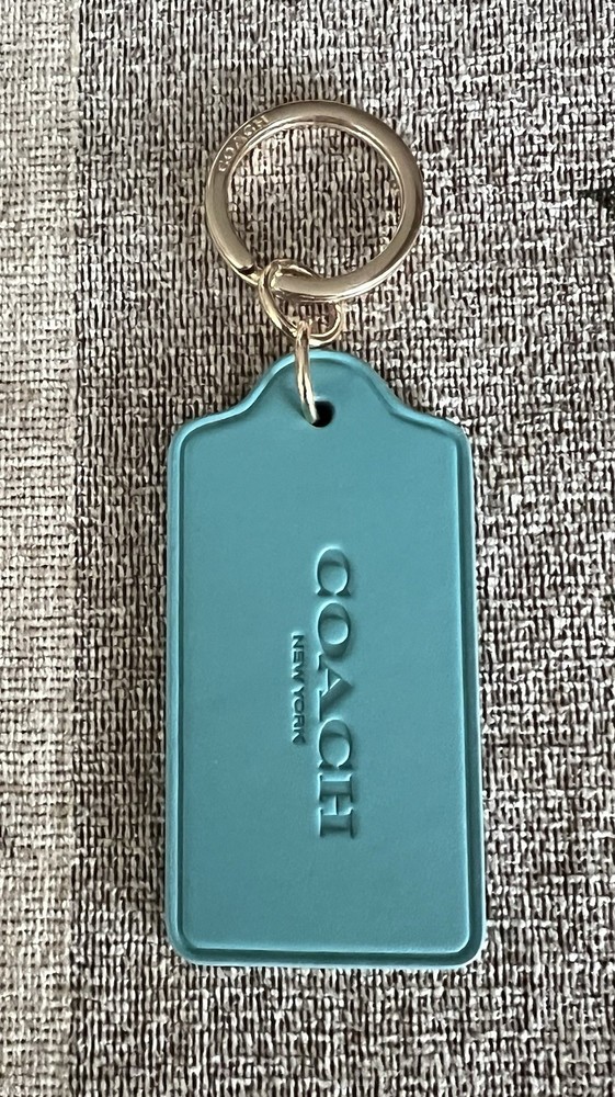 Genuine Coach 3.5 Aqua Leather Hangtag Keychain Fob Gold New with Tags