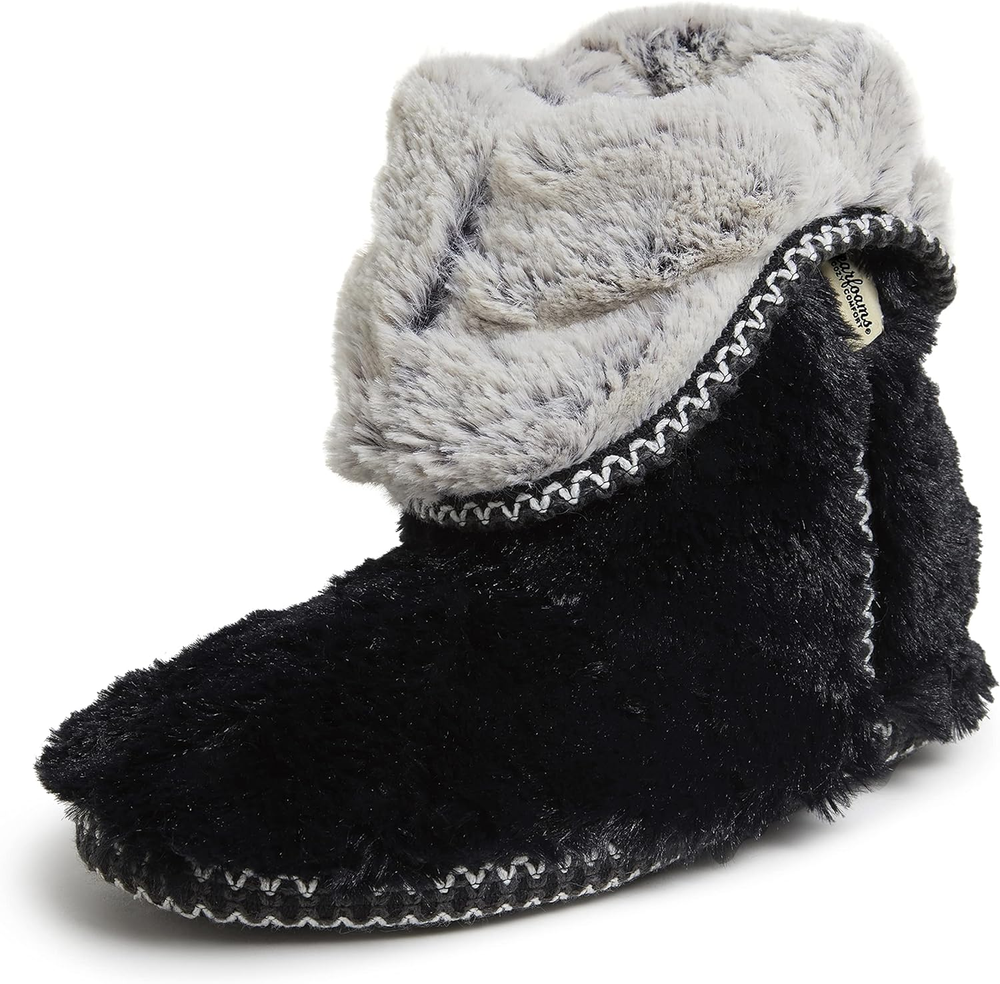 Women'S Fuzzy Memory Foam Beth Bedroom Bootie Slipper Sock with Grippers