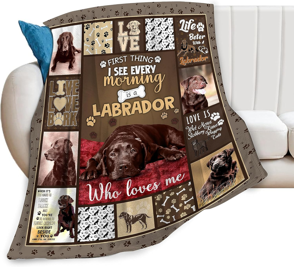 Labrador Dog Cozy Plush Throw Blanket Soft Fluffy 60x50 Inch