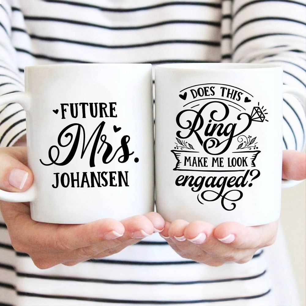 Personalized Does This Ring Coffee Mug Engaged Gift Just Engaged Mug Bride Mug