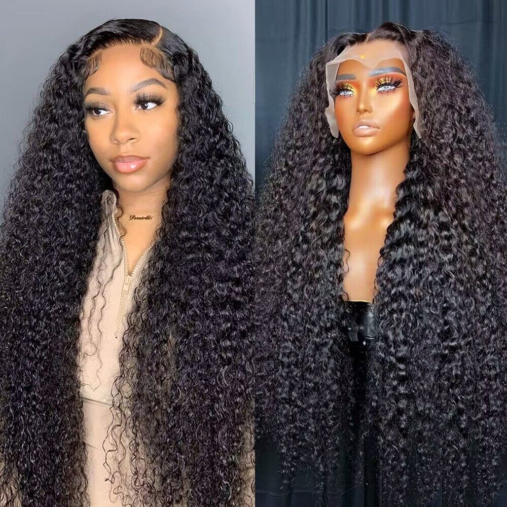 Glueless HD Transparent Deep Wave Lace Front Wig for Black Women