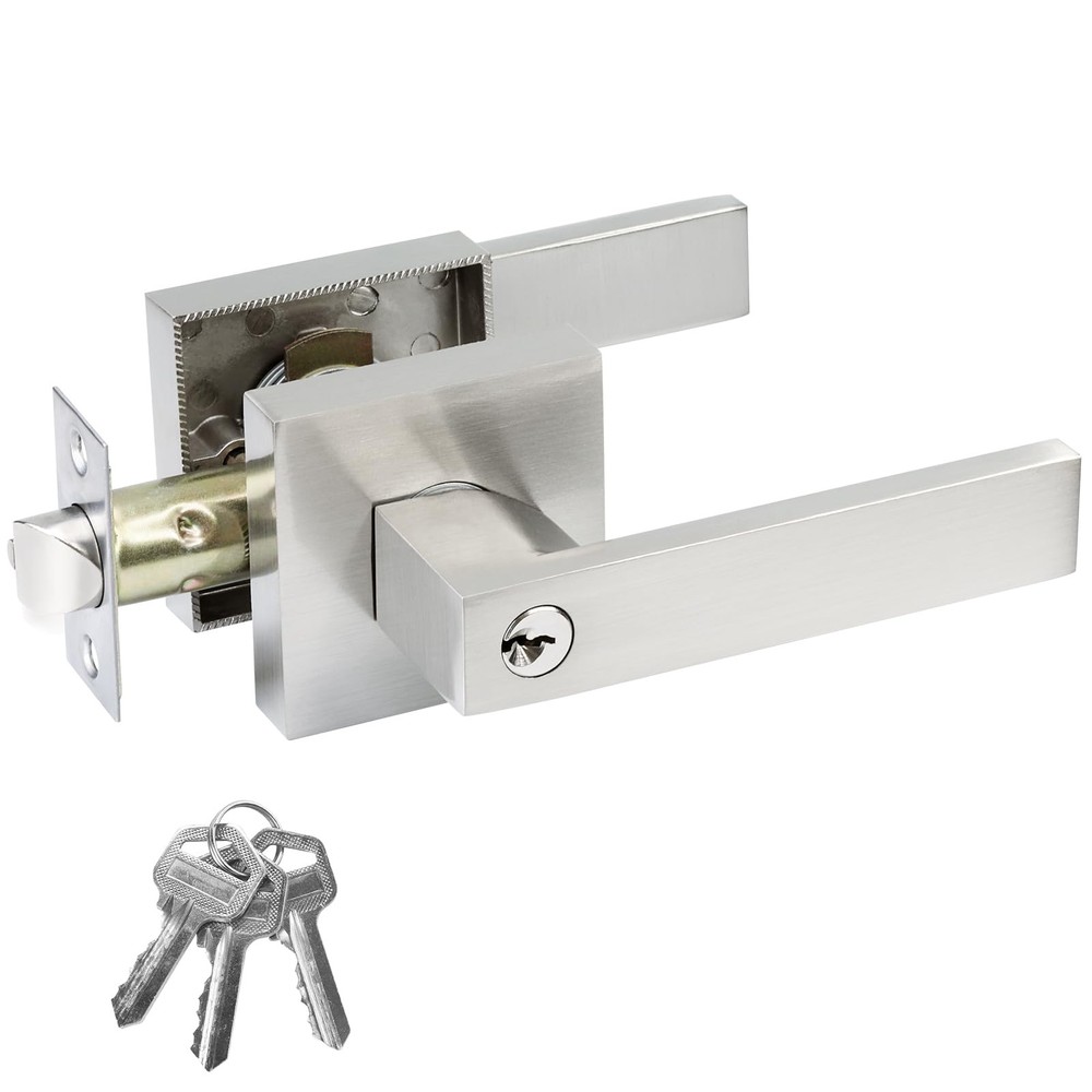 Entry Door Lock Set, Square Door Lever for Bedroom, Passage Door Privacy Lock...