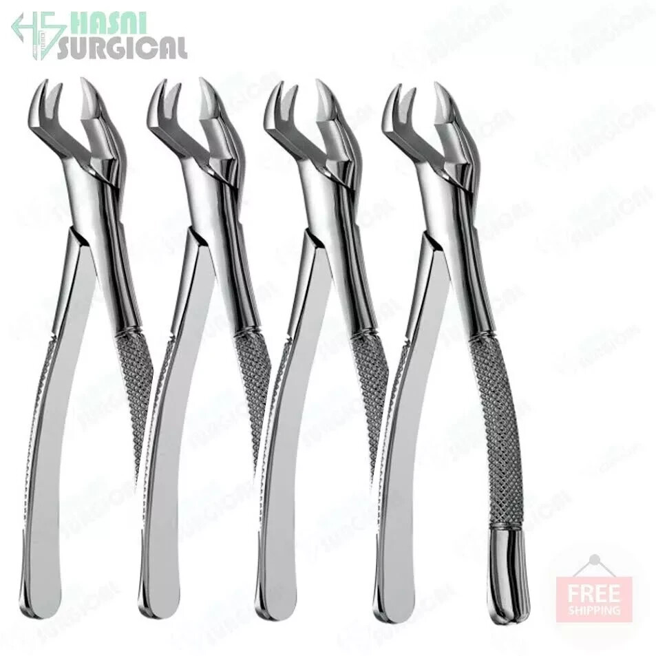 Complete Molar Extraction Tool Set – 4-Piece Dental Forceps Kit-Stainless Steel