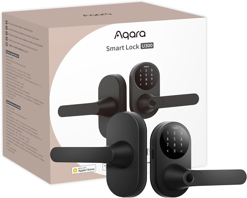 Aqara U300 Smart Lock Keyless Fingerprint Door Handle in Black