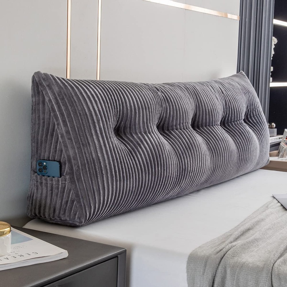 Large Triangular Headboard Wedge Bed Rest Reading Pillow Backrest Positioning...