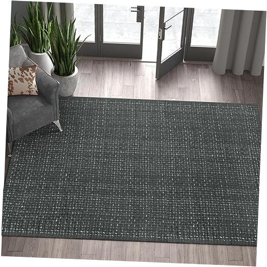 Dark Grey Braided Farmhouse Laundry Mat Washable Rug 3x5