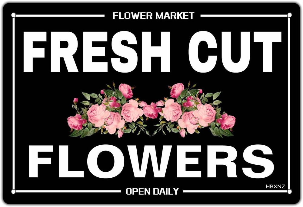 Vintage Fresh Cut Flowers Metal Sign Flower Market Sign for Garden Farmhouse Cou