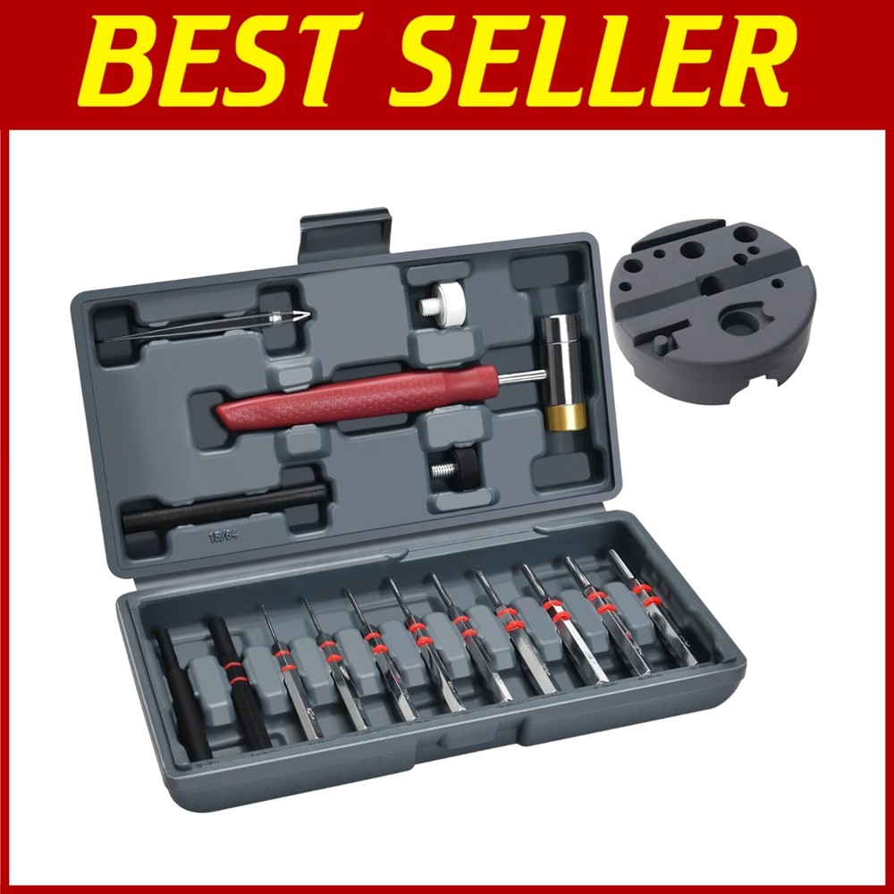 Heavy-Duty Pin Punch Set with Hammer and Bench Block for Professional Use