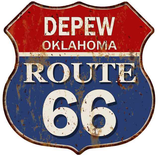 DEPEW, OKLAHOMA Route 66 Shield Metal Sign Man Cave Garage 211110013197