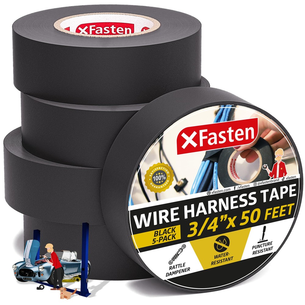 3/4-Inch x 50-Foot High Temp Wire Harness Tape 5-Pack for Wiring Loom