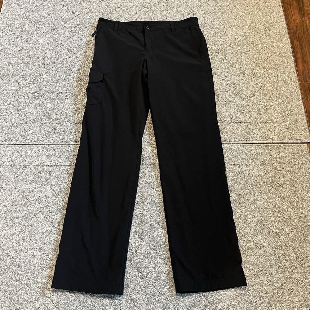 Eddie Bauer Pants Womens 6 Black Fleece Lined Cargo Outdoor Zip Pockets Stretch