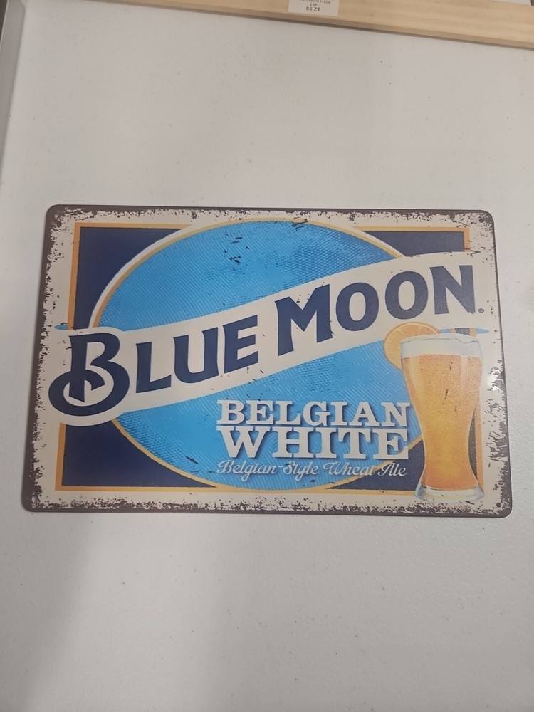 Blue Moon Belgian White Ale Beer Rustic 8x12 Metal Alcohol Sign