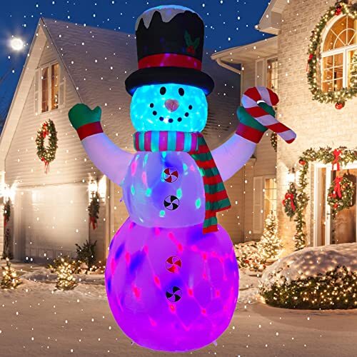 8FT Inflatable Snowman Christmas Outdoor Yard Decorations Outside Rectangular
