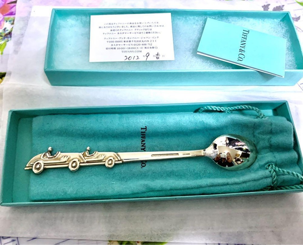 Tiffany & Co. Baby Spoon Racing Car Sterling Silver With Box Used