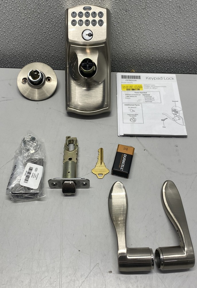 Schlage Camelot Auto-Lock Keypad Deadbolt in Satin Nickel FE575 CAM 619 ACC