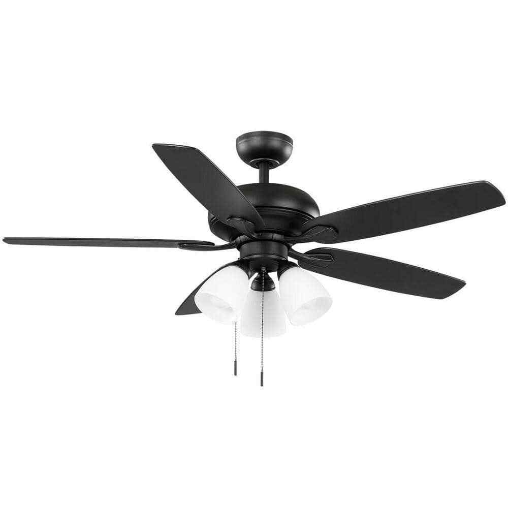 52 in. Indoor Matte Black LED Ceiling Fan