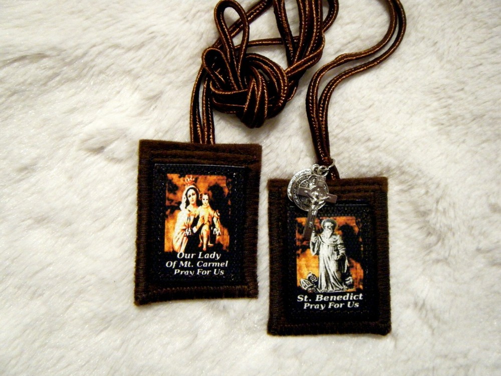 St Benedict Brown Scapular 100%Wool Handmade Catholic