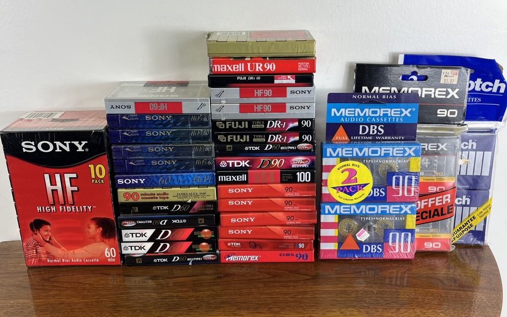 Blank Audio Cassette Normal/high Bias Blank Tapes Lot 44 Various Brand And Types