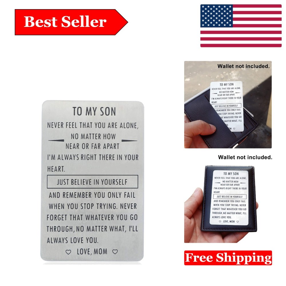 Personalized Stainless Steel Wallet Card Gift for Son with Inspirational Quotes-image