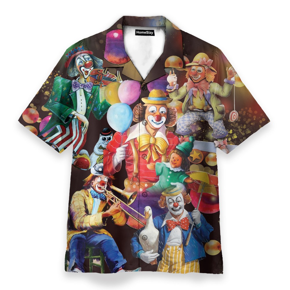Funny Clowns Mens Buttons Up Shirts   Hawaiian Shirt