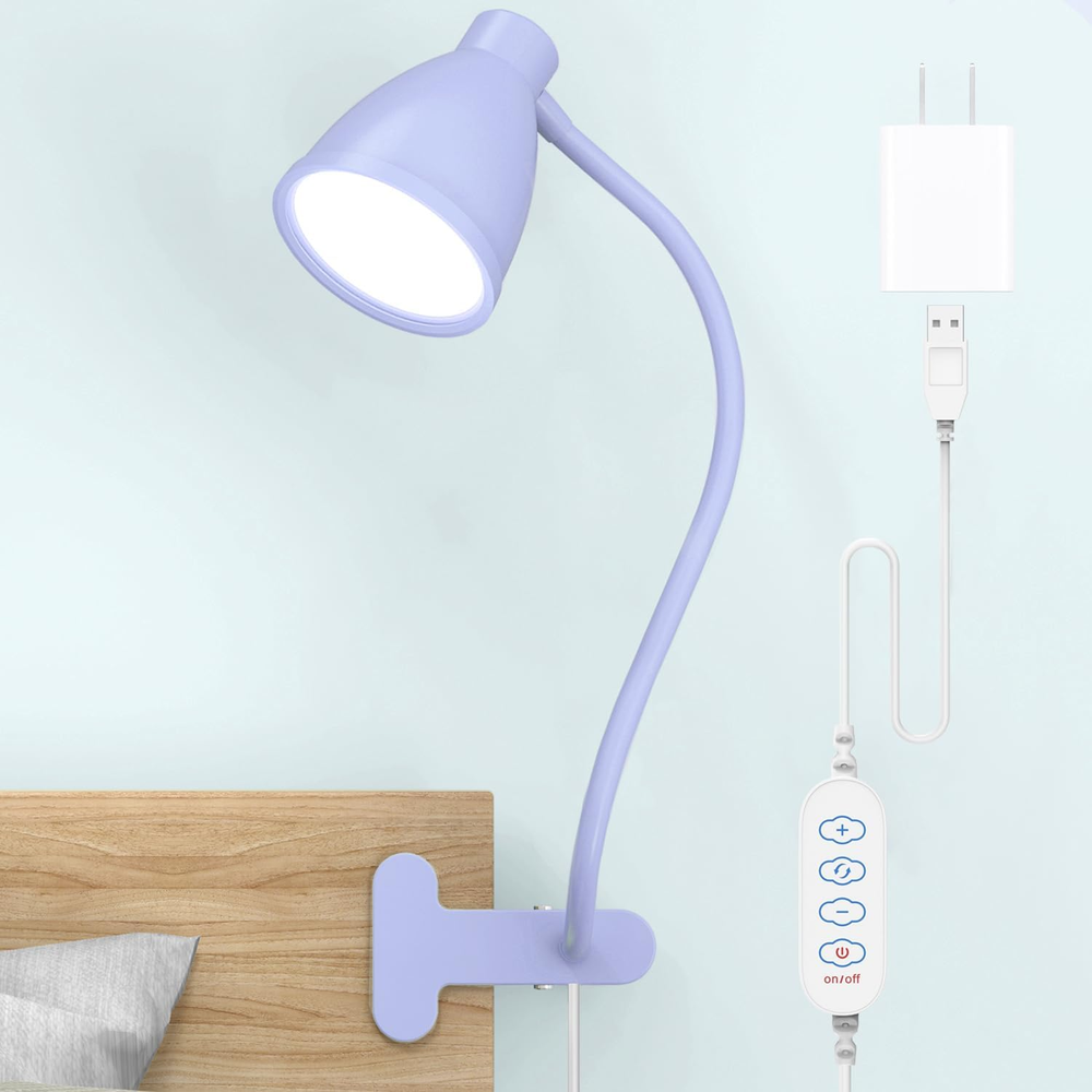 Desk Lamp with Clamp 10W 38 LED Clip on Light 3 Color 10 Lilac Purple
