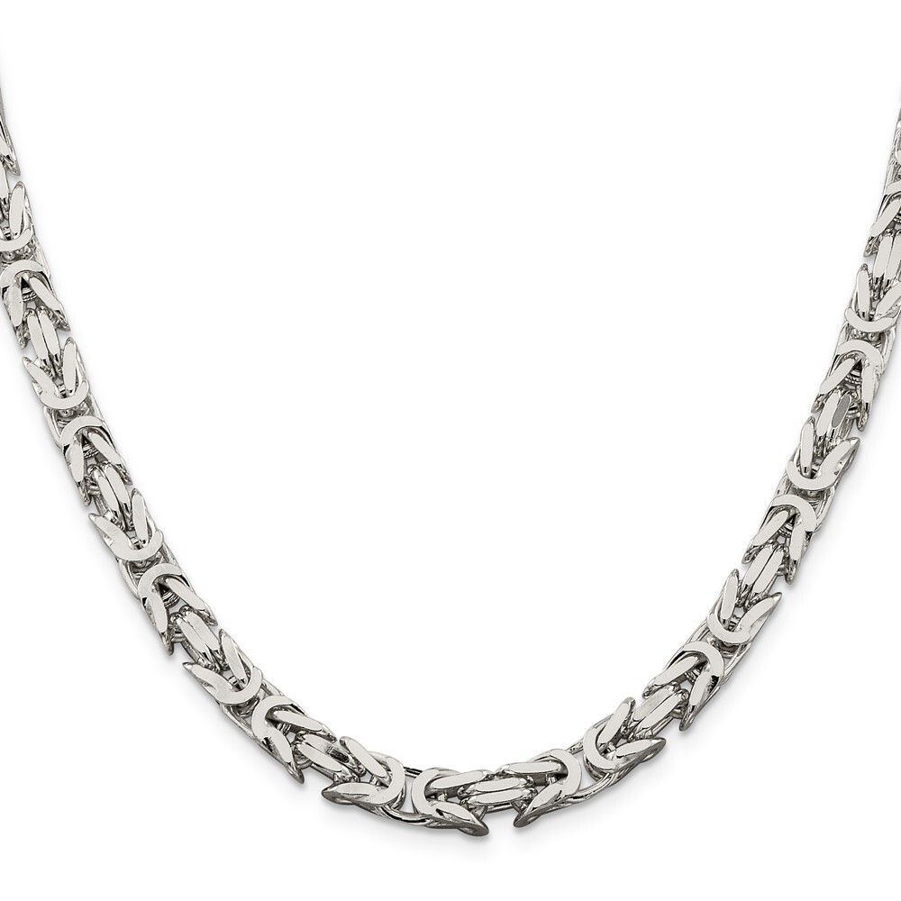 Sterling Silver 6mm Byzantine Chain Necklace 26 Inch 115.67gm for Women