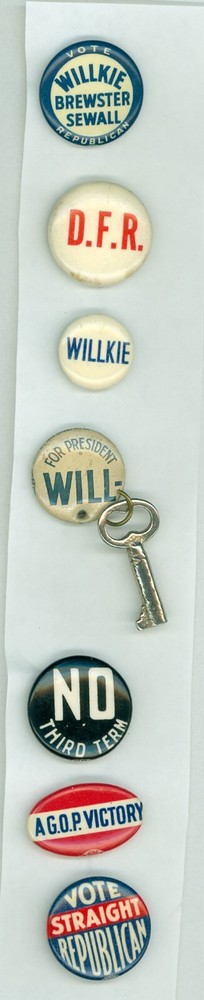7 Wendell Willkie Presidential Political Pinback Buttons WILLKIE BREWSTER 1940