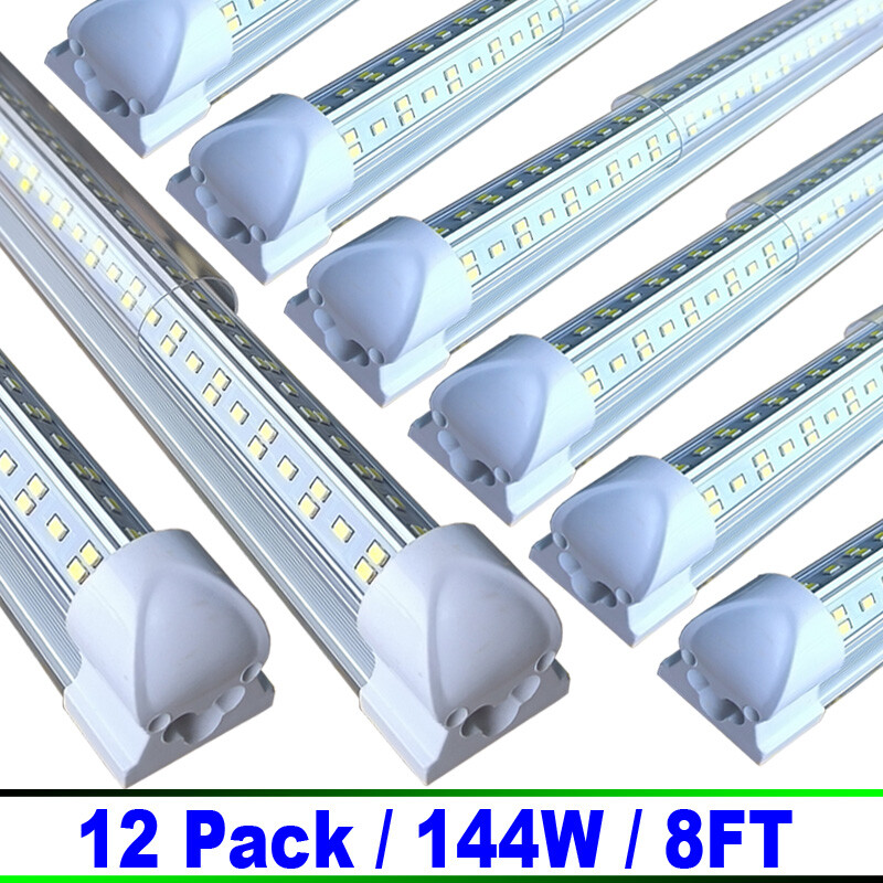 8Ft Linkable Led Shop Light Fixture Integrated 8 Foot Led Tube Light Bulbs×12P