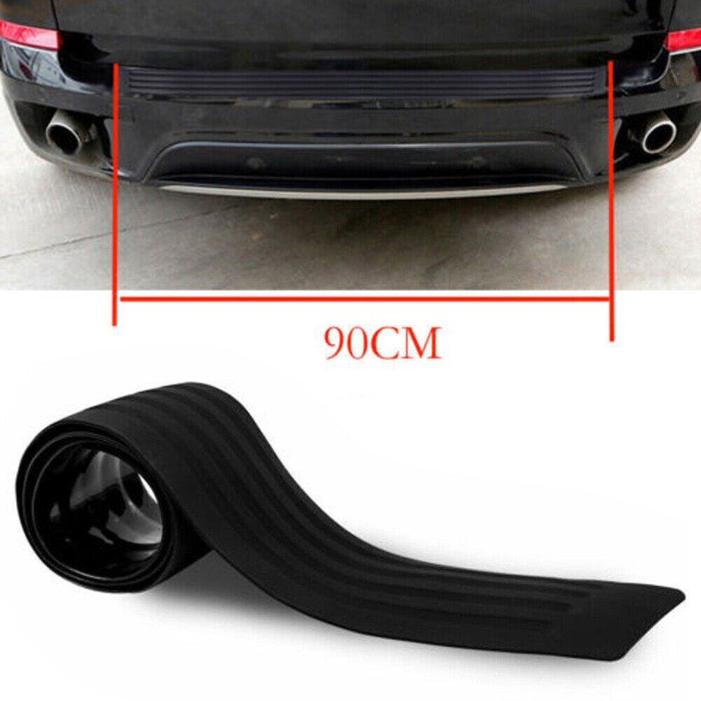Black Rear Bumper Rubber Cover Strip Scratches Protect Adhesive Universal 90*8cm