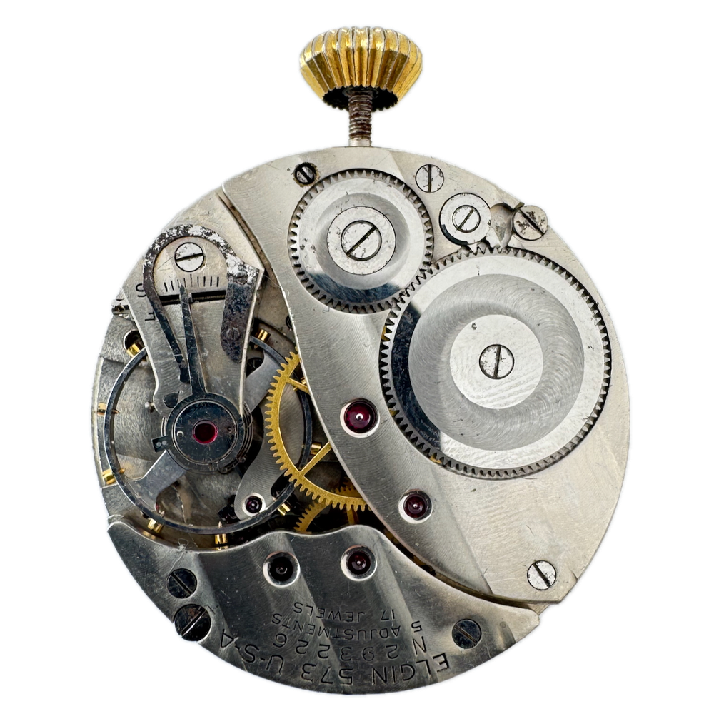Vintage 1951 Elgin Montgomery 17J 16s Pocket Watch Movement 573 USA