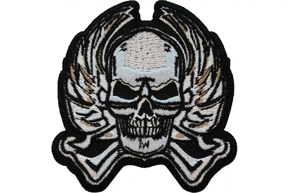 Skull Devil Skeleton Wings Iron On Horror Embroidered Gothic Biker Patch Trident