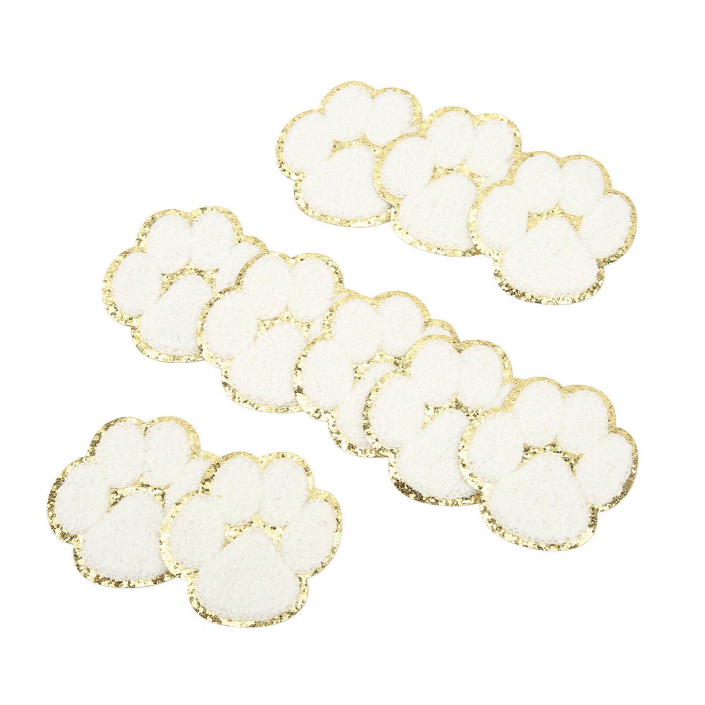 20 Pcs Cat Paw Iron On Patches Fashion White Cat Paws Sewing Embroidered Patches