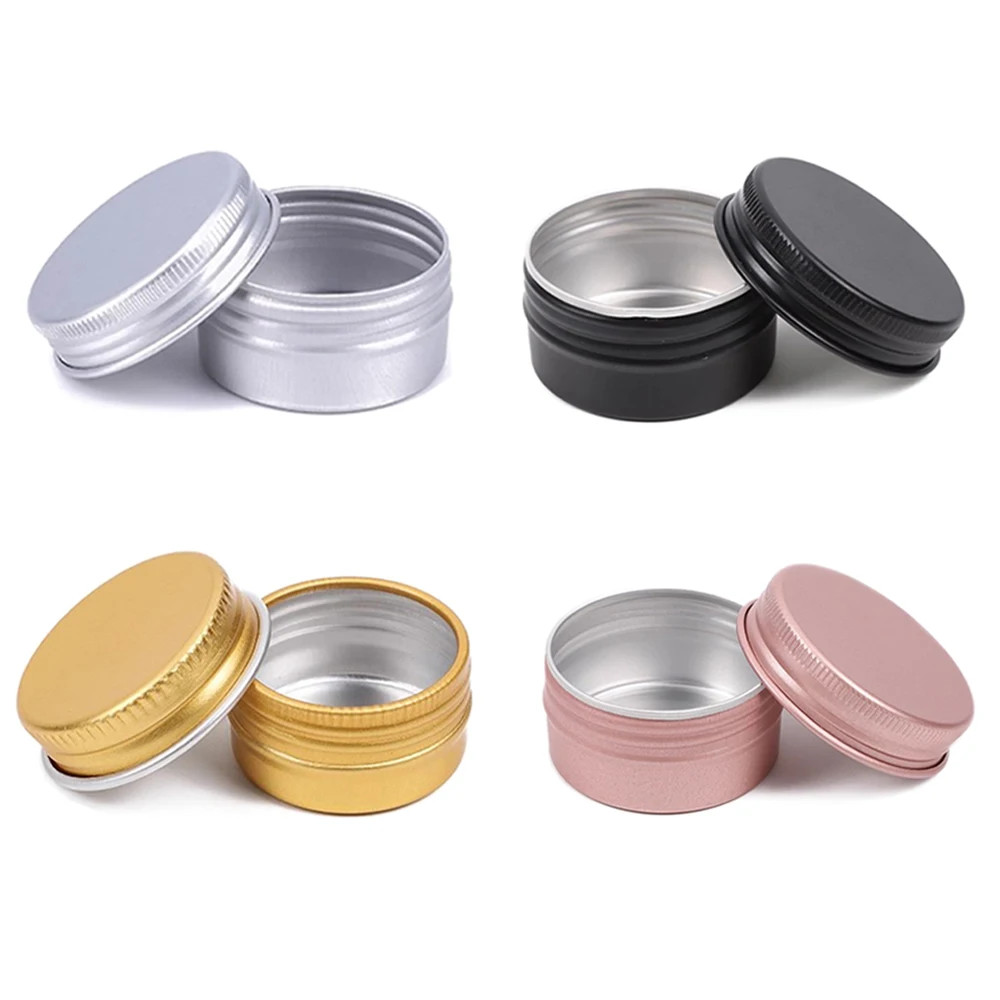 50/100/200pcs Empty Aluminum Tin Jars 5g-60g Cosmetic Lip Balm Cream Containers