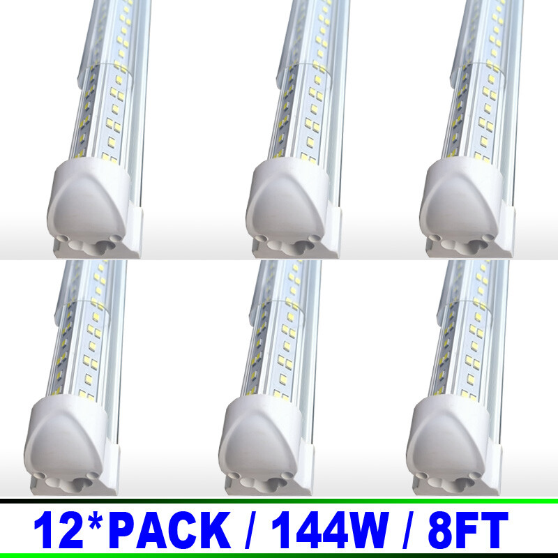 12/Pack 144W 8 Foot LED Shop Light 8Ft LED Tube Light Integrated Fixture Lamp