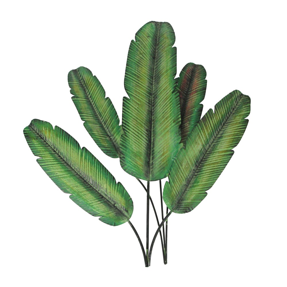 20 Inch Metal Banana Leaf Wall Decor Hanging Sculpture Tropical Plant Art Plaque