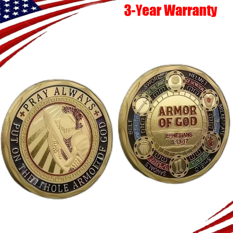 1PC Golden Put on the Armor of God Commemorative Challenge Coin Collection Gifts