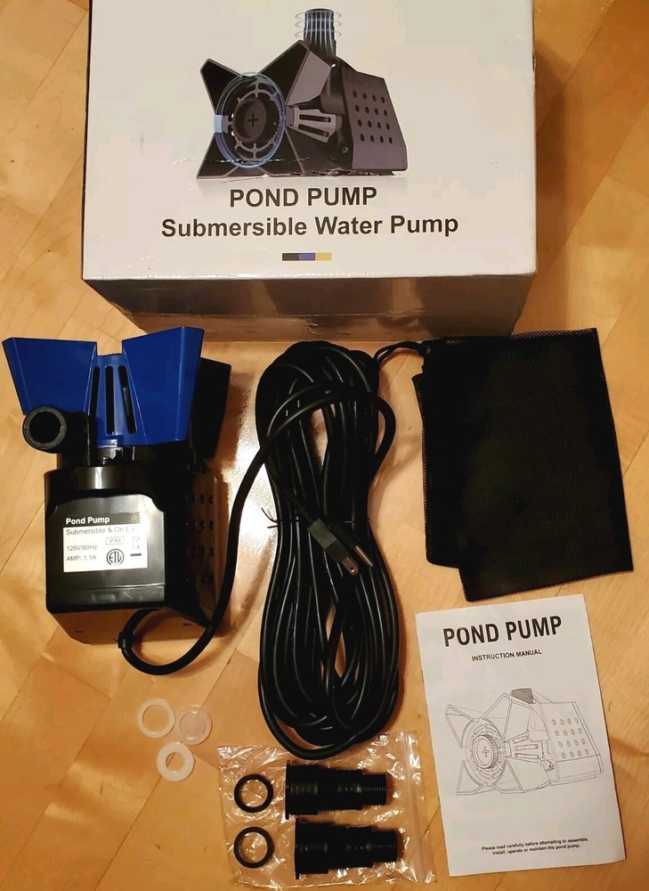 3200GPH Pond Pump, 200W Submersible Water Pump w 33FT Power Cord & Barrier Bag