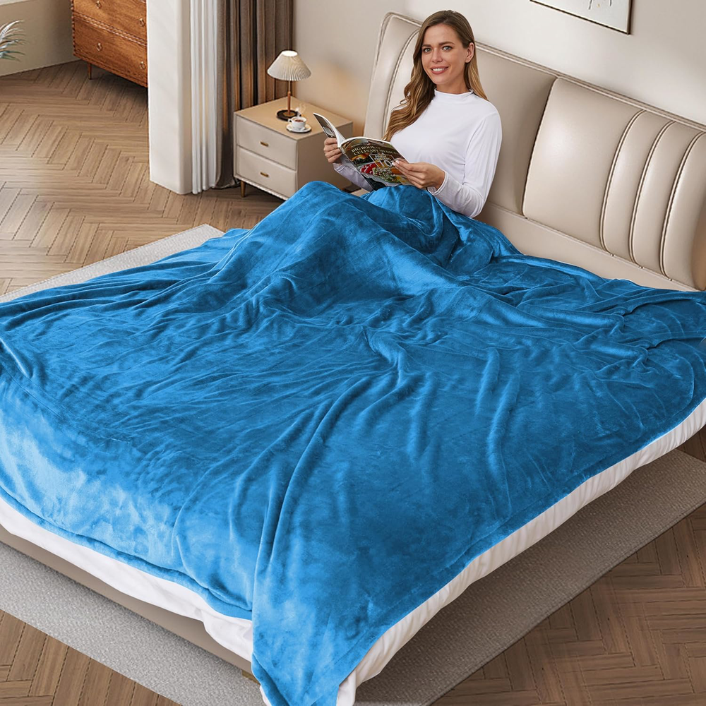 Warm Full Size Electric Blanket 72x84 in Teal with 4 Heating Levels and Soft Flannel  