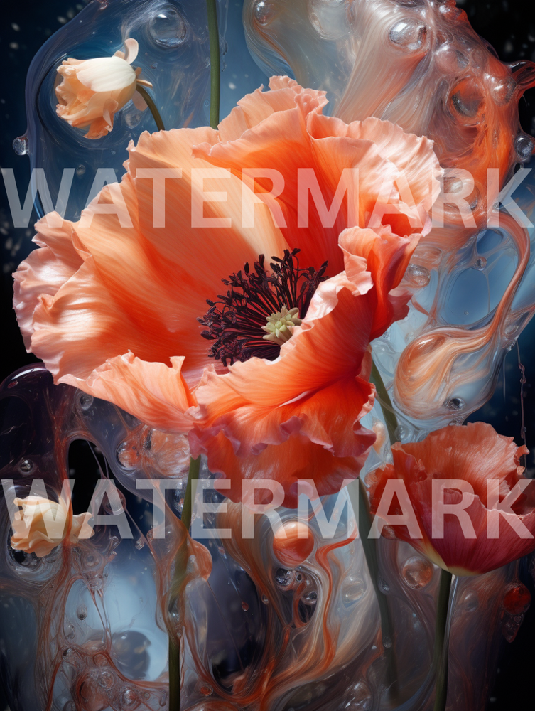 Galaxy Poppy Flower Digital Art Wallpaper for Desktop-image