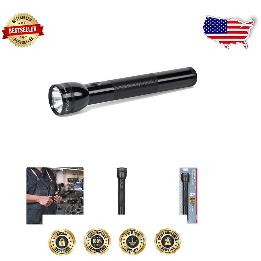 Versatile Heavy-Duty 3-Cell D Flashlight - Ideal for Camping and Climbing