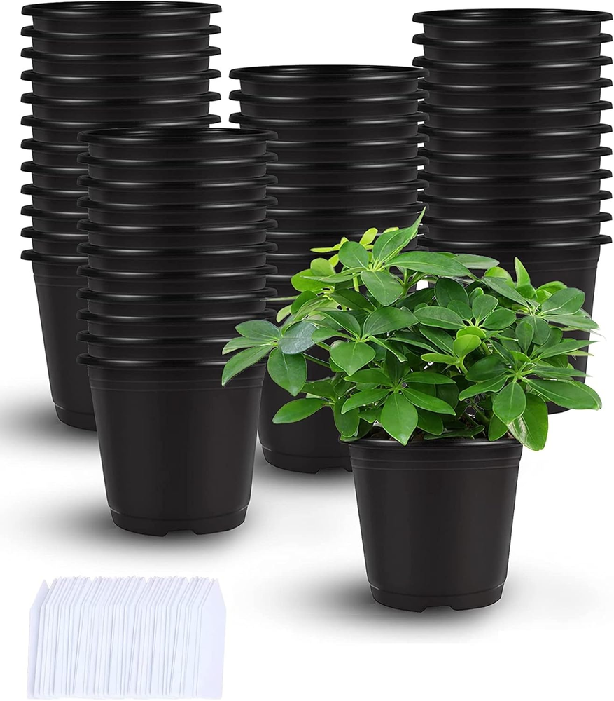Nursery Pots 110 Pcs Black Plastic Plant Pots 4 Inches Seed Starting Pots New