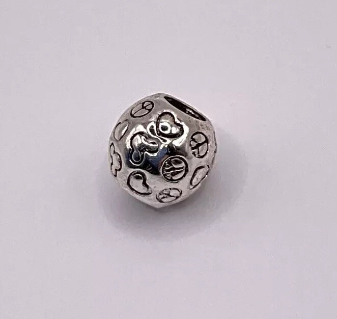 Pandora Sterling Silver Vintage Disney Mickey Mouse Heart Peace Charm S925 ALE  