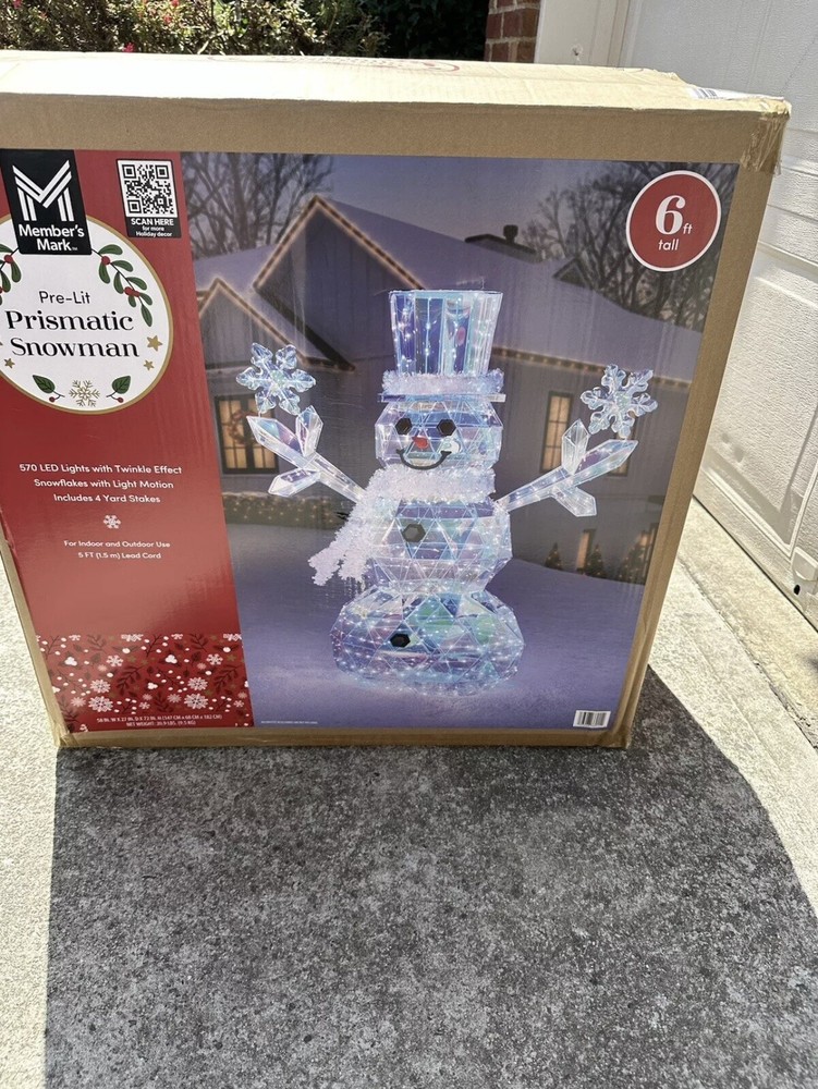 Member's Mark 6' Pre-Lit Prismatic Snowman (📪 SHIPS SAME DAY) NEW CHRISTMAS