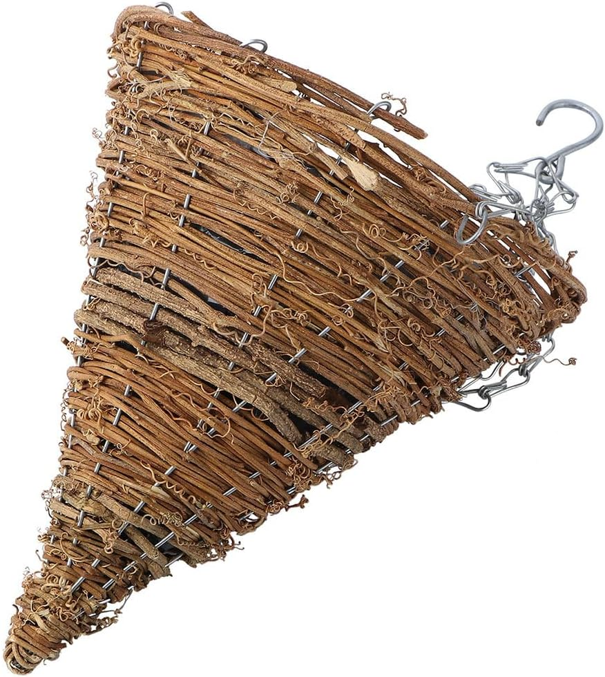 2Pcs Hanging Baskets for Plants, Cone Shaped Hanging Basket, Wicker Hanging Plan