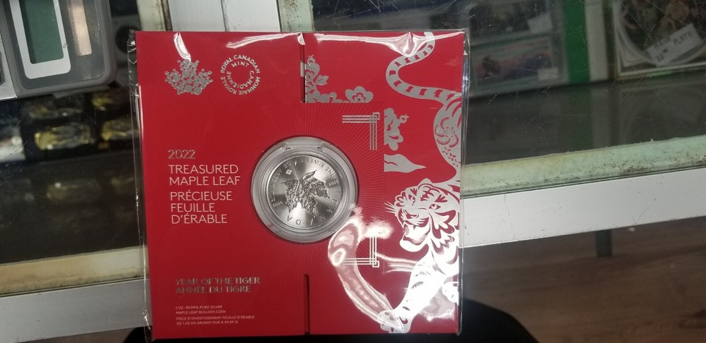 Canada 2022 Chinese Year Of The Tiger Treasured Maple Leaf Fine Silver 1Oz Coin.