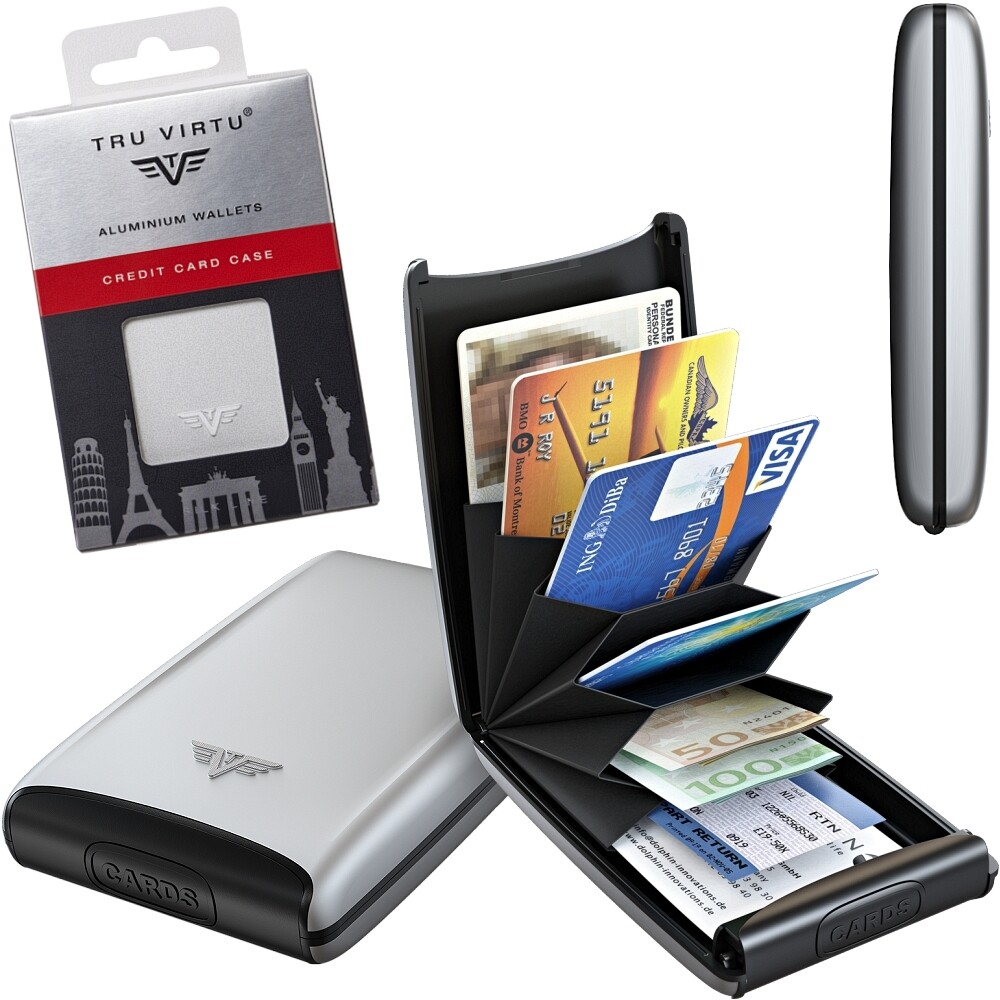 Tru Virtu Slim Aluminum Credit Card Holder for Business & ID Cards