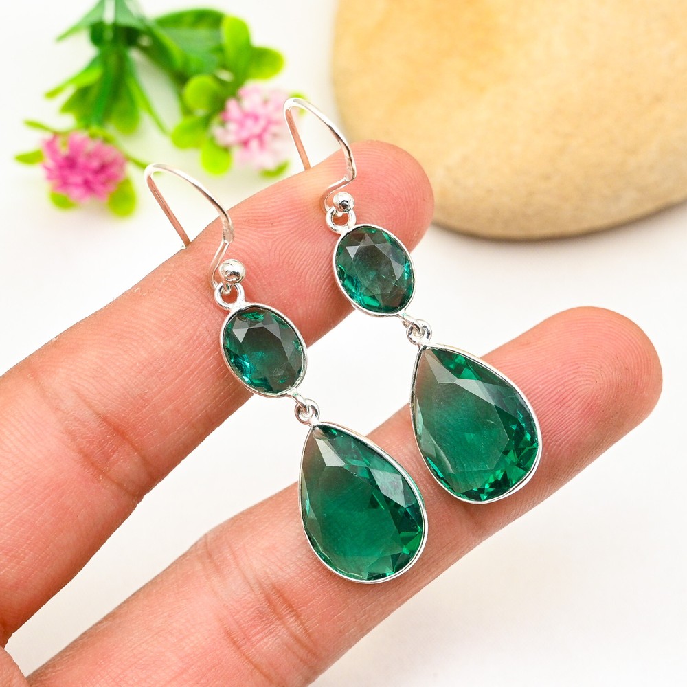 Green Onyx Sterling Silver Handmade Earrings Gift Jewelry