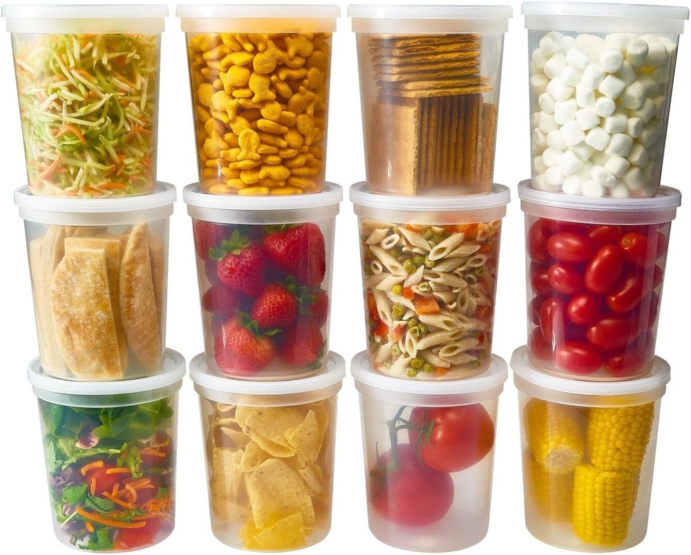 32oz Plastic Deli Containers with Lids - 24-Pack Quart Food Storage